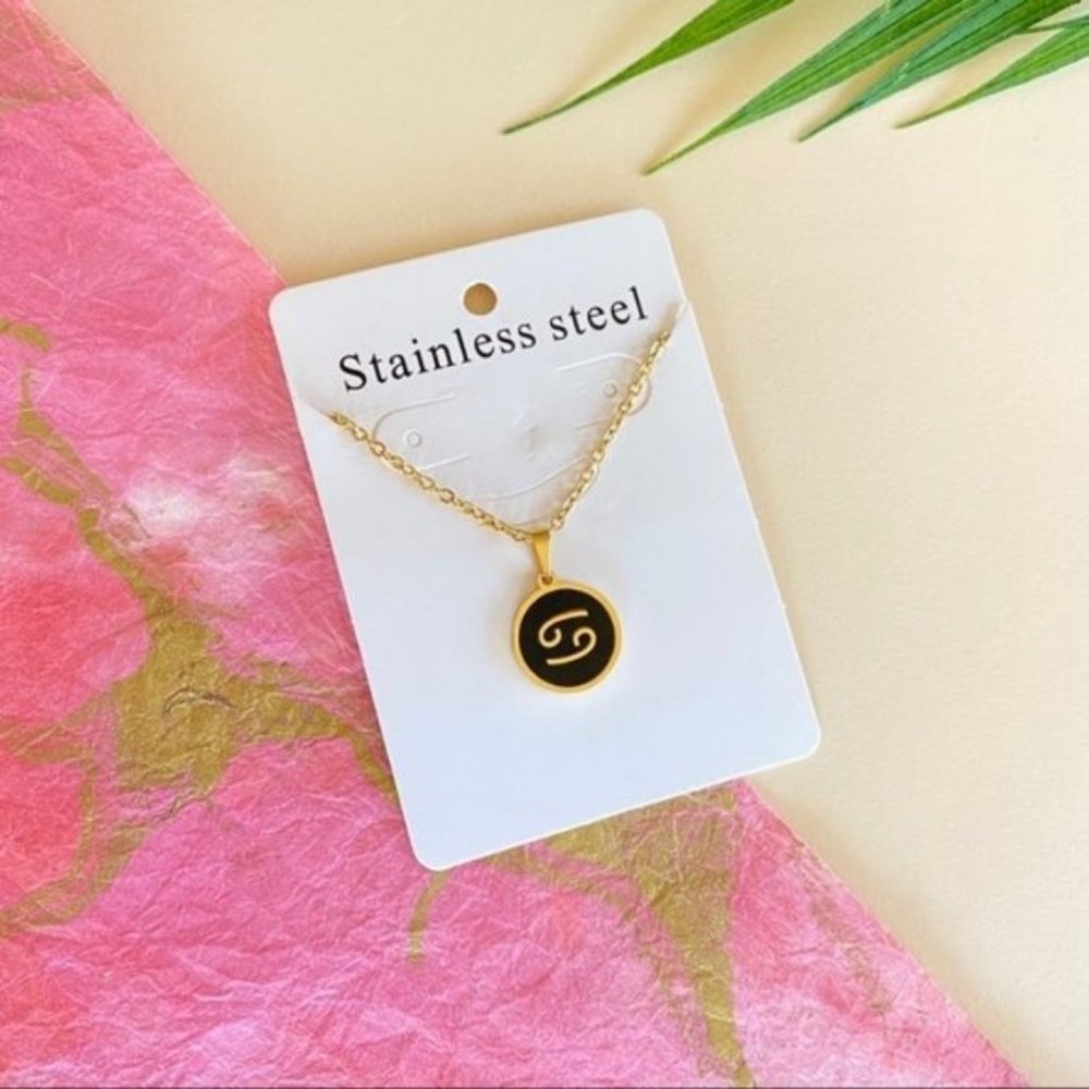 Cancer Zodiac Sign Charm Stainless Steel Necklace